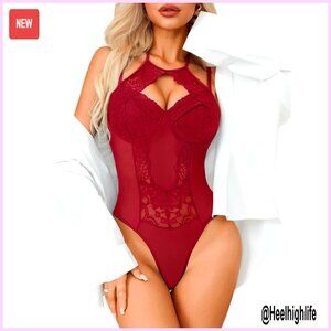 Sexy Lace Bodysuit with Underwire Push Up Bra Snap Crotch